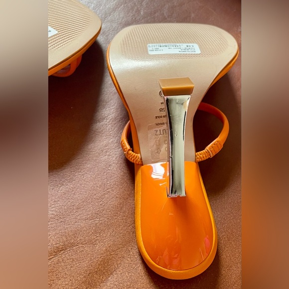 BNWT! SCHUTZ, AGATHA SANDAL, BRIGHT TANGERINE LEATHER 😻🧡🍊 - Picture 8 of 16